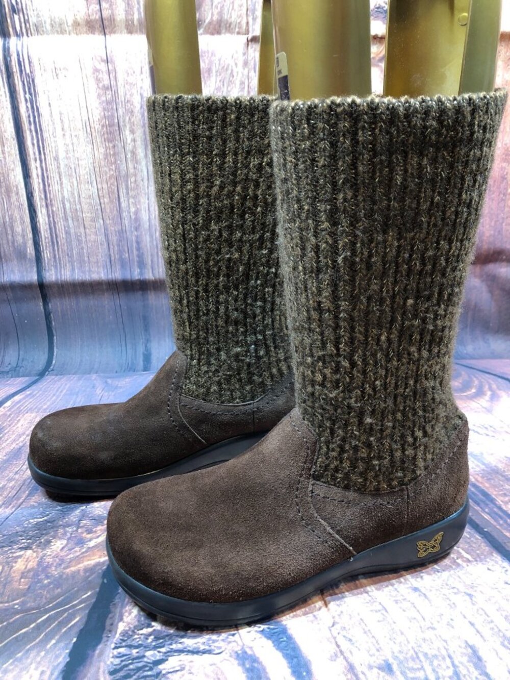 ALEGRIA Womens 38 Juneau Choco Gold Brown Leather Boots Jun-902
